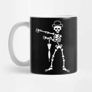 Floss flossing skeleton bowler hat England London umbrella Mug